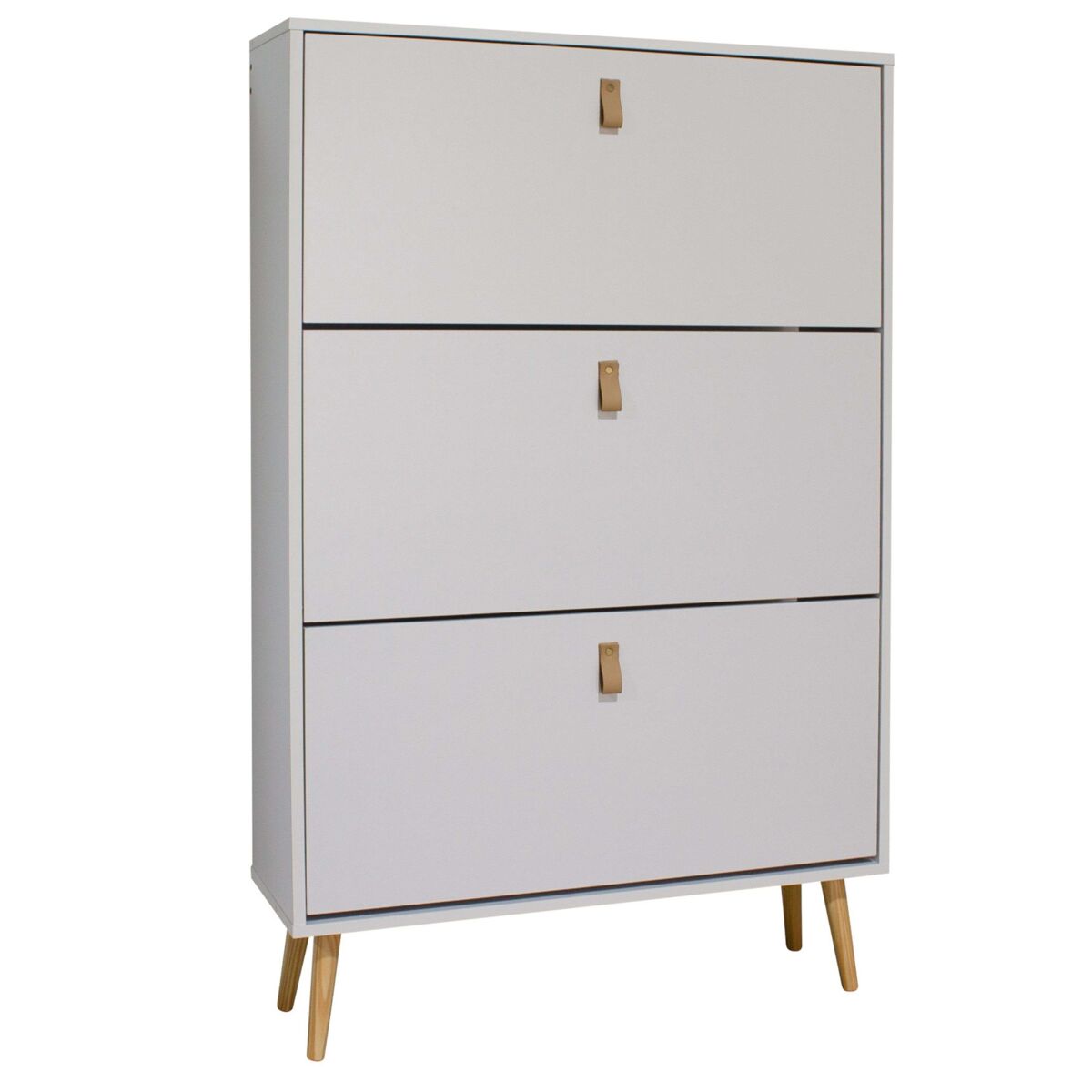 Zapatero anzio blanco pasillo recibidor 3 puertas abatibles melamina moderno 129x80x24 cm
