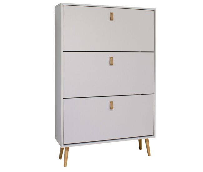 Zapatero anzio blanco pasillo recibidor 3 puertas abatibles melamina moderno 129x80x24 cm