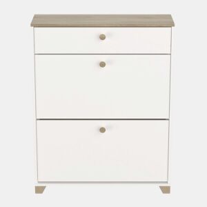 Sapateira para corredor ou entrada em branco fosco e carvalho Kronberg 81x104x24 cm