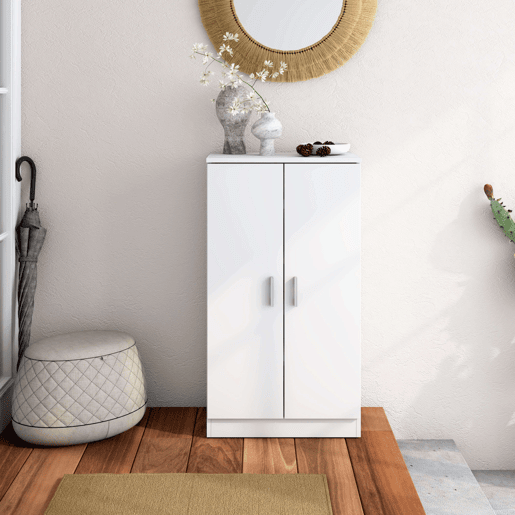 Guarda-roupa moderno com sapateira Rhin Hallway, branco fosco