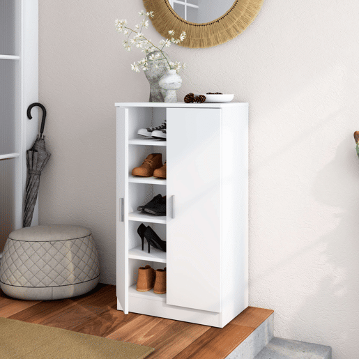 Guarda-roupa moderno com sapateira Rhin Hallway, branco fosco