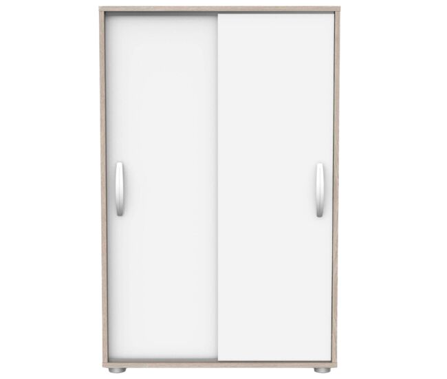 Zapatero Multiusos con Puertas Correderas Blanco y Roble 106x68x33 cm