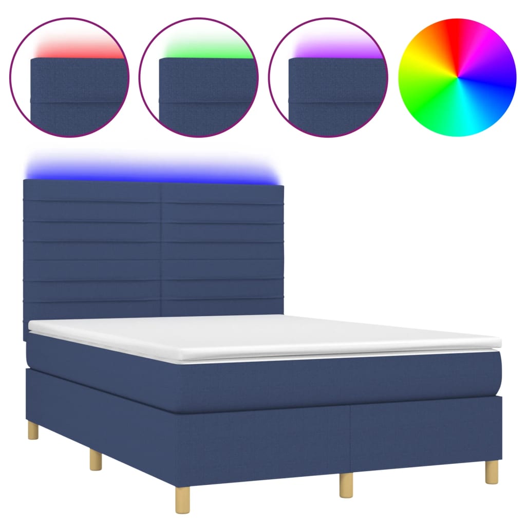 Cama box spring 140x190 Azul