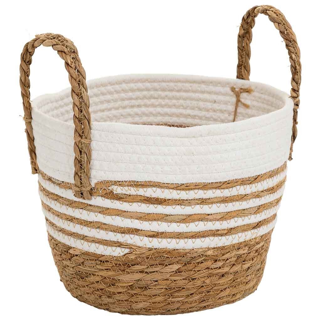 Cesto de fibra natural y algodãƒâ€œn blanco d24x20/28,5