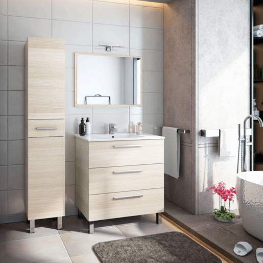Coluna de banheiro Athena Natural Style 2 portas e 1 gaveta cor carvalho 182x35x31 cm