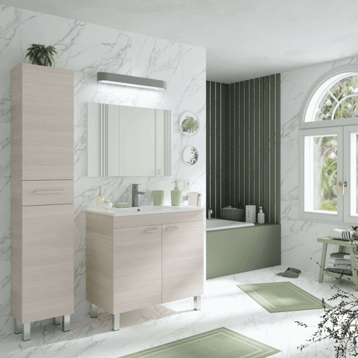 Coluna de banheiro Athena Natural Style 2 portas e 1 gaveta cor carvalho 182x35x31 cm