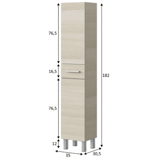 Coluna de banheiro Athena Natural Style 2 portas e 1 gaveta cor carvalho 182x35x31 cm
