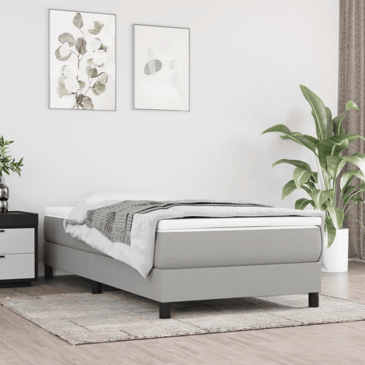 Cama de solteiro - Cama de uma pessoa - Estrutura de cama sem colchão 90x190 cm tecido cinzento-claro