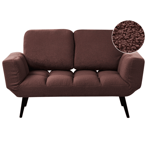 Sofá-cama BREKKE Bouclé Castanho 2 lugares