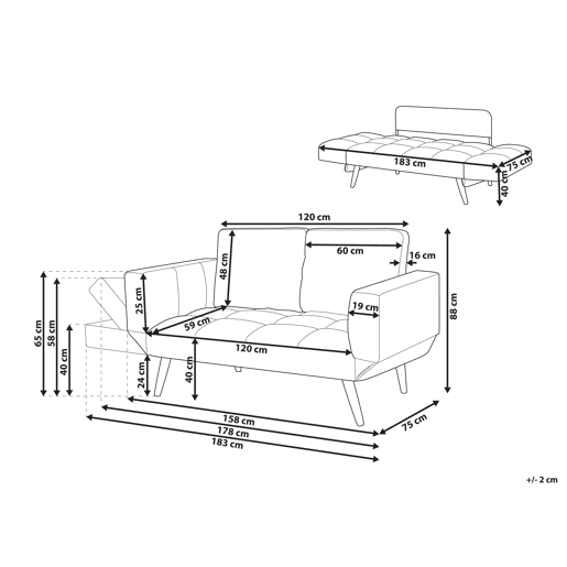 Sofá-cama BREKKE Bouclé Castanho 2 lugares