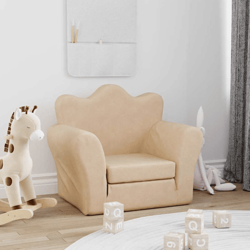 Sofá-cama infantil, Sofá conversível peluche macio creme Sofá-cama infantil, Sofá conversível peluche macio creme