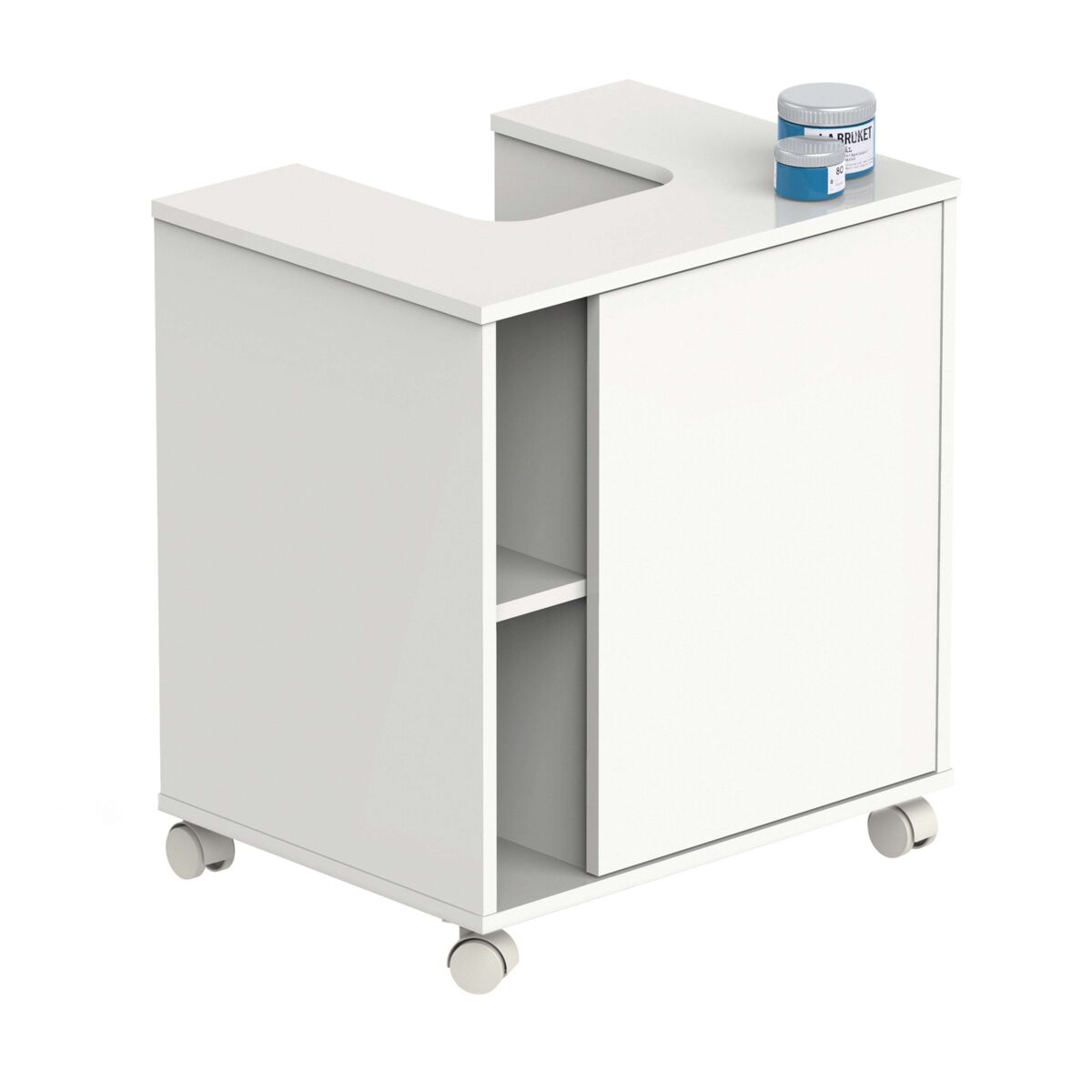 Mueble de baño con ruedas sitra color blanco brillo 59 cm