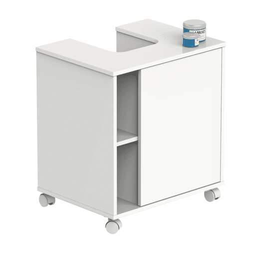 Móveis de banheiro Sitra com rodas, branco brilhante, 59 cm