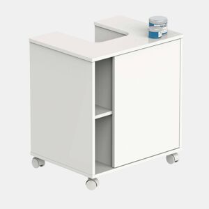 Móveis de banheiro Sitra com rodas, branco brilhante, 59 cm