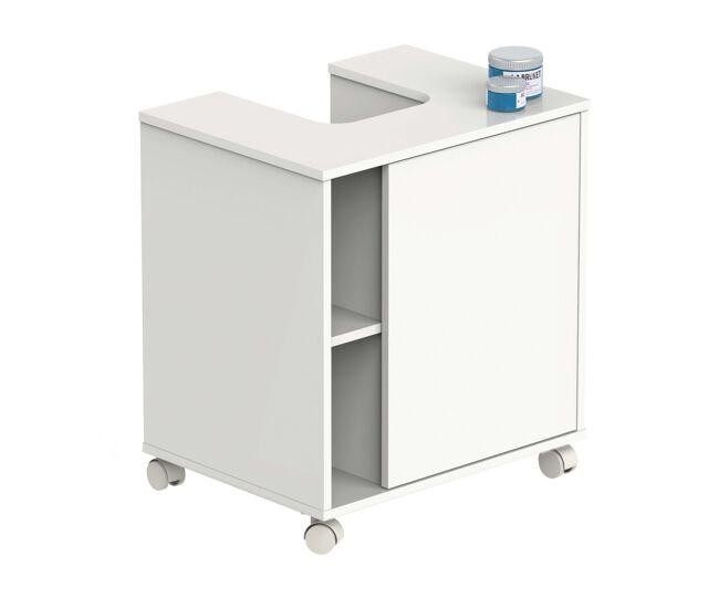 Mueble de baño con ruedas sitra color blanco brillo 59 cm