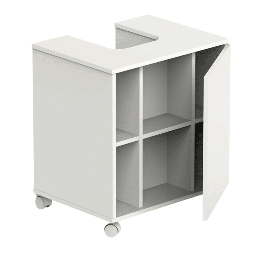 Móveis de banheiro Sitra com rodas, branco brilhante, 59 cm