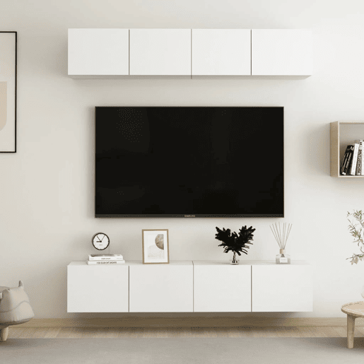móveis de TV - Armários TV 4 pcs 80x30x30 cm contraplacado branco