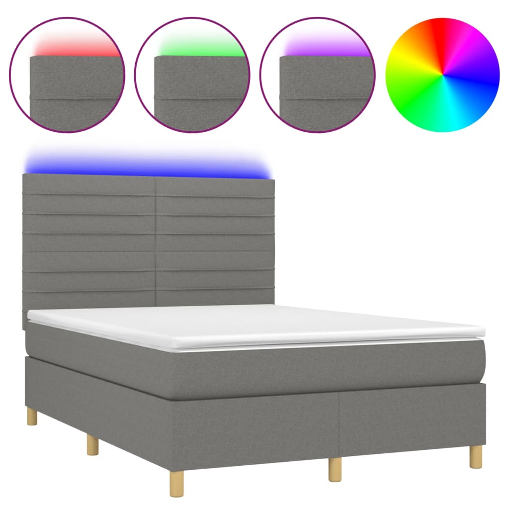 Cama box spring 140x190 Gris Oscuro