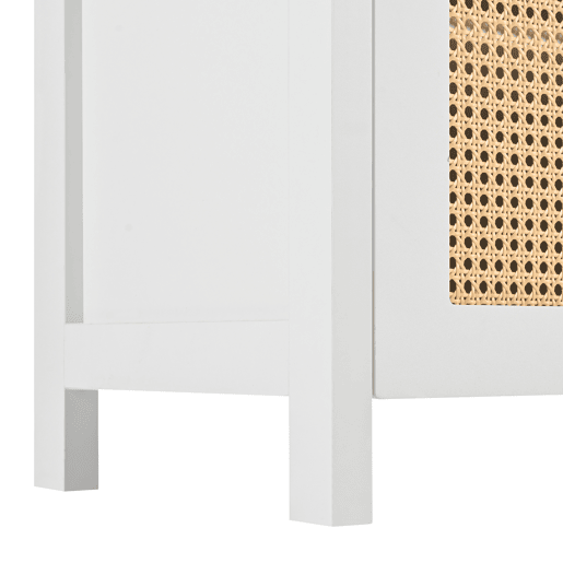 Aparador moderno com prateleiras reguláveis - portas de rotim - MDF - Branco
