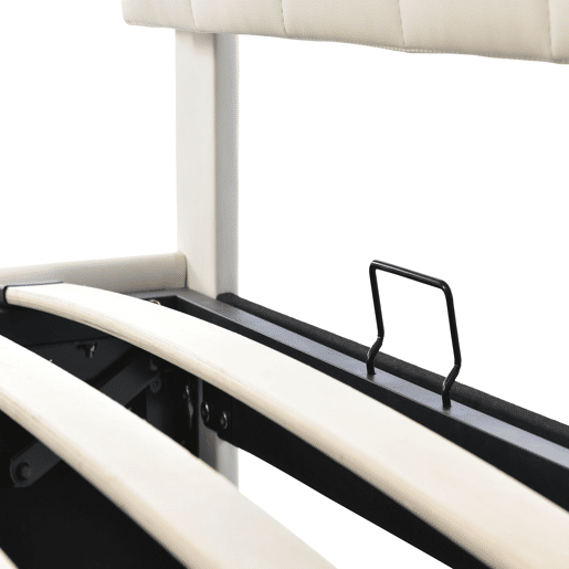Cama contentora 180x200cm com LED em imitação de pele - com estrado - Branco