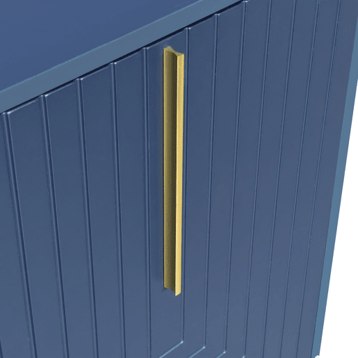 Aparador moderno com prateleiras reguláveis - 3 portas em forma de U - puxadores e base em metal - Azul