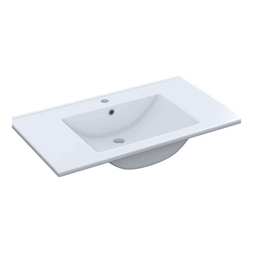 Móveis de banheiro estilo natural Zenda na cor carvalho Nordik com espelho e 2 gavetas 80x80x45 cm (pia cerâmica)