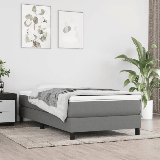 Cama de solteiro - Cama de uma pessoa - Estrutura de cama sem colchão 90x190 cm tecido cinzento-escuro Cama de solteiro - Cama de uma pessoa - Estrutura de cama sem colchão 90x190 cm tecido cinzento-escuro