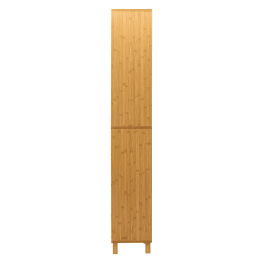 Coluna de banheiro Sicela com pés em estilo bambu natural marrom com 2 portas e espaço de armazenamento interno 33x168x28 cm