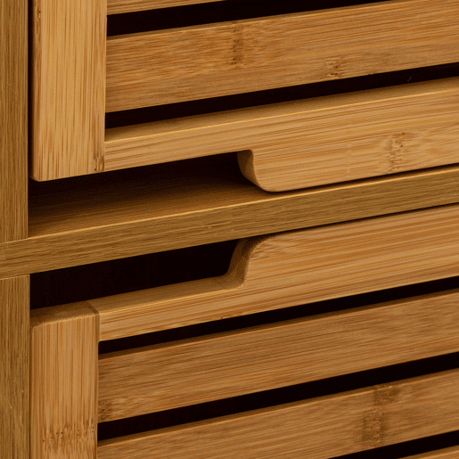 Coluna de banheiro Sicela com pés em estilo bambu natural marrom com 2 portas e espaço de armazenamento interno 33x168x28 cm
