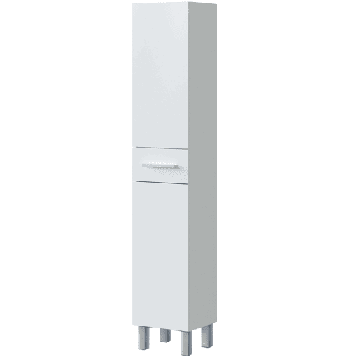 Coluna de banheiro estilo contemporâneo Athena 2 portas e 1 gaveta cor branco brilhante 182x35x31 cm