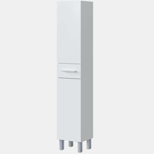 Coluna de banheiro estilo contemporâneo Athena 2 portas e 1 gaveta cor branco brilhante 182x35x31 cm