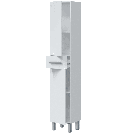 Coluna de banheiro estilo contemporâneo Athena 2 portas e 1 gaveta cor branco brilhante 182x35x31 cm