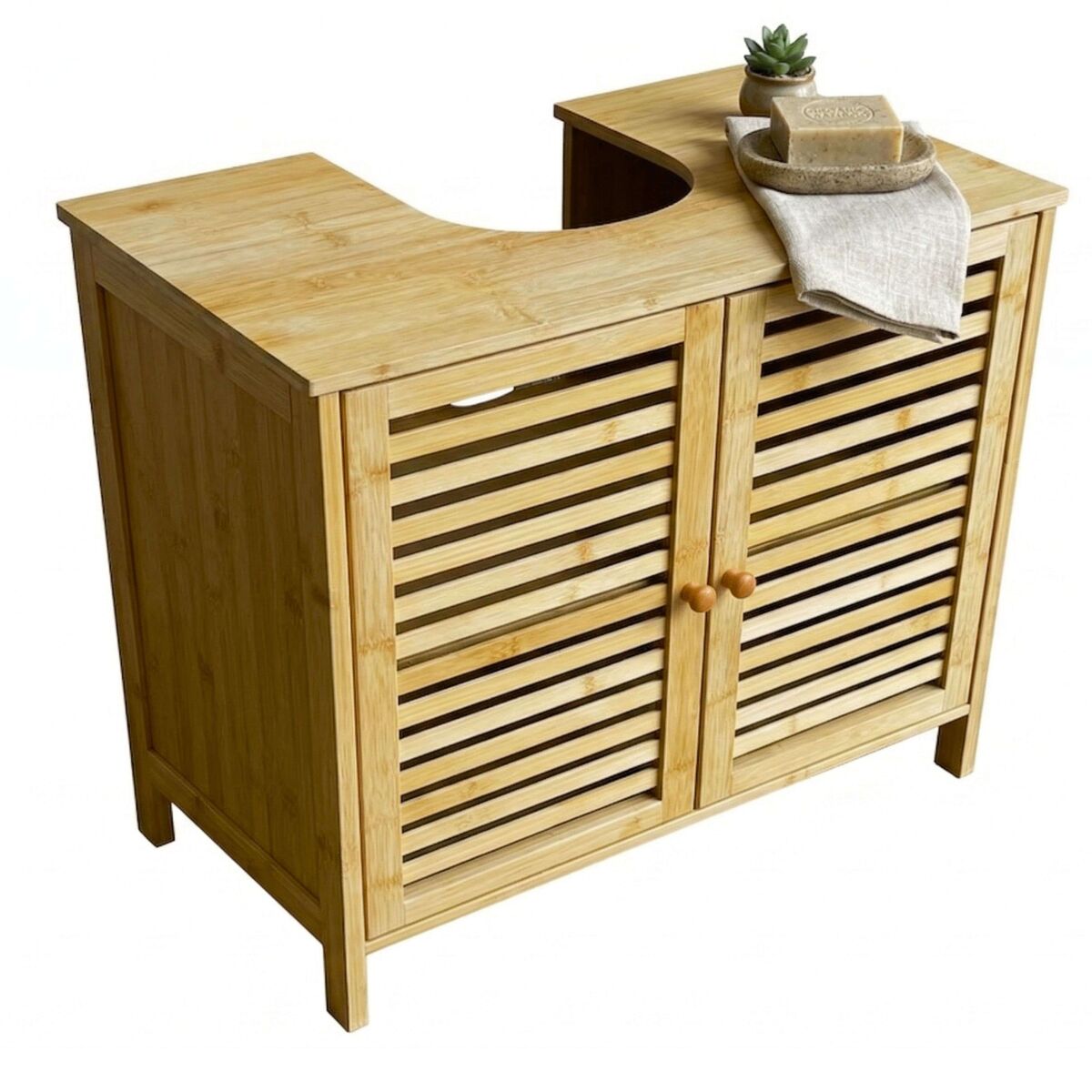 Mueble bajo lavabo armario auxiliar baño take 2 puertas 1 estante puertas magnéticas color marrón 60 cm
