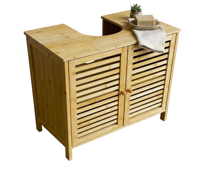 Mueble bajo lavabo armario auxiliar baño take 2 puertas 1 estante puertas magnéticas color marrón 60 cm