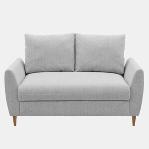 Sofá Mave 2 Lugares Sala de Estar Sala de Jantar Estilo Contemporâneo em Cinza com Pés de Madeira 145 cm