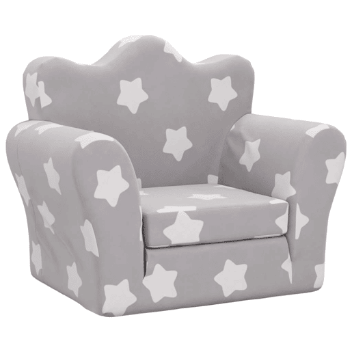 Sofá-cama infantil, Sofá conversível para crianças c estrelas pelúcia cinzento-claro