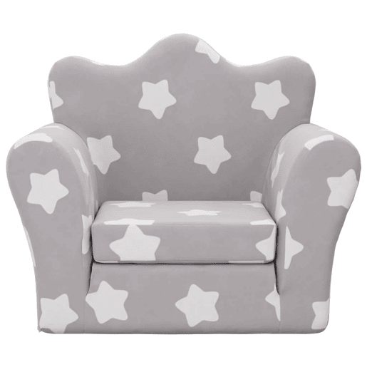 Sofá-cama infantil, Sofá conversível para crianças c estrelas pelúcia cinzento-claro