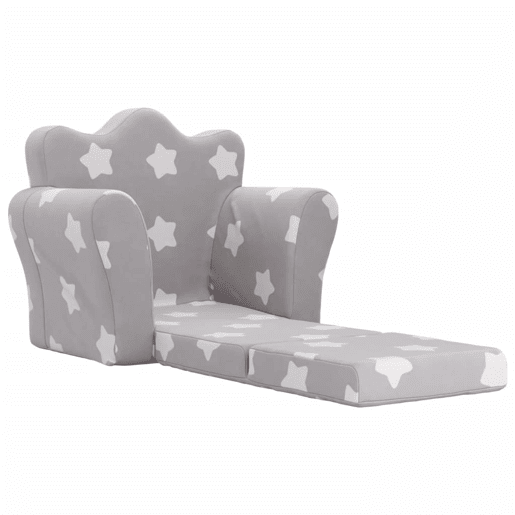 Sofá-cama infantil, Sofá conversível para crianças c estrelas pelúcia cinzento-claro