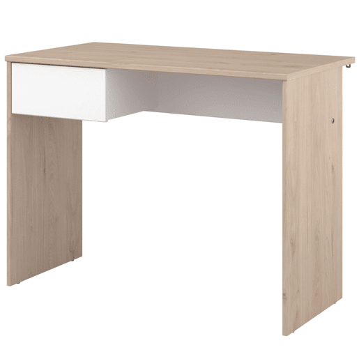Mesa de escritório infantil e juvenil com 1 gaveta, carvalho Jackson e branco fosco, móveis de quarto infantil, 94x71x50 cm Mesa de escritório infantil e juvenil com 1 gaveta, carvalho Jackson e branco fosco, móveis de quarto infantil, 94x71x50 cm