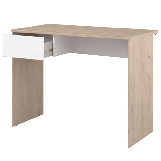 Mesa de escritório infantil e juvenil com 1 gaveta, carvalho Jackson e branco fosco, móveis de quarto infantil, 94x71x50 cm Mesa de escritório infantil e juvenil com 1 gaveta, carvalho Jackson e branco fosco, móveis de quarto infantil, 94x71x50 cm