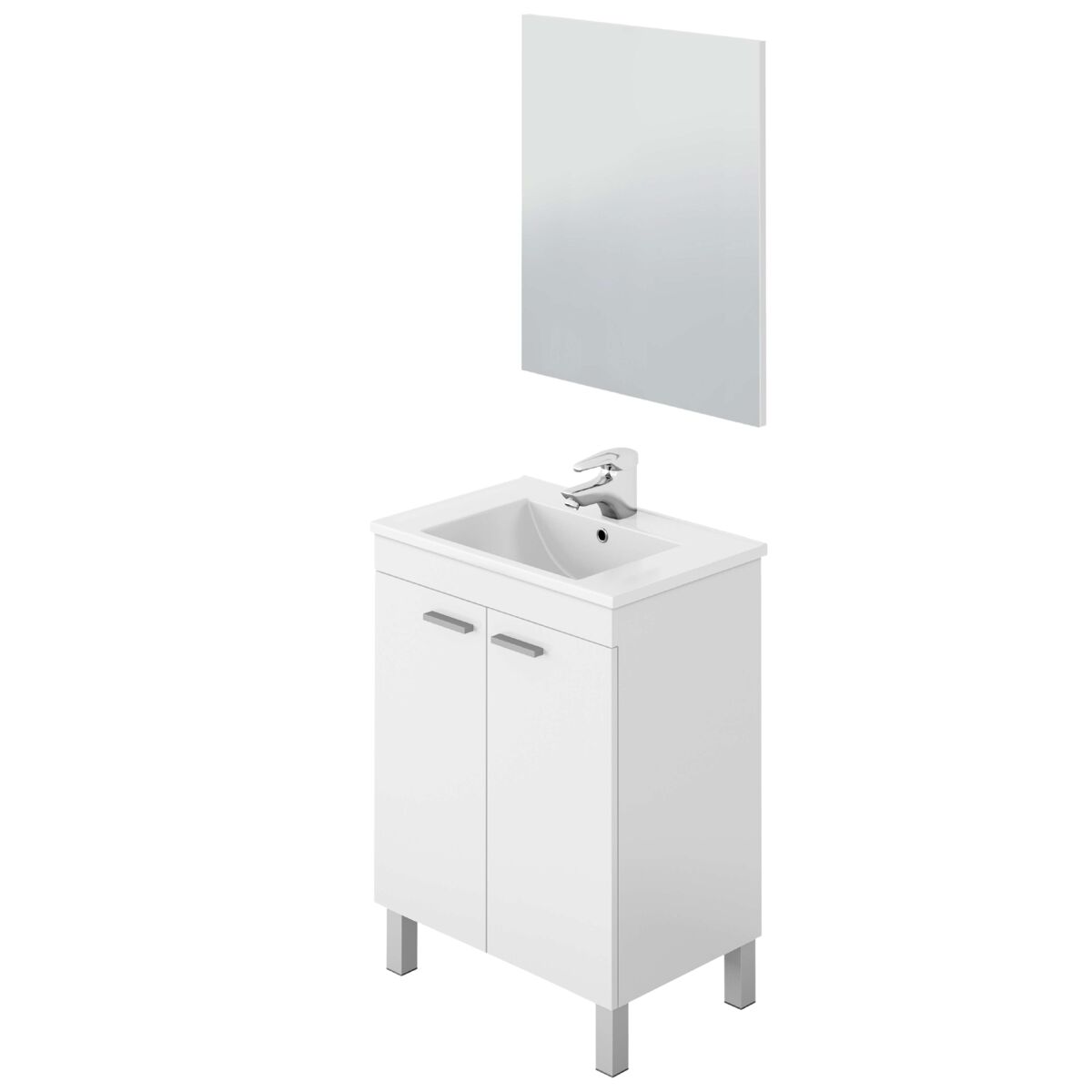 Mueble baño 2 puertas con espejo y lavamanos