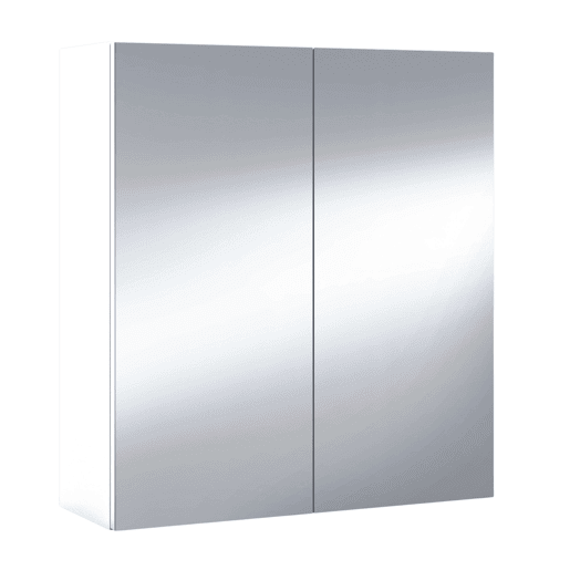 Pacote de 2 armários de banheiro com espelho, móveis de estilo moderno branco brilhante, 120x65x21 cm