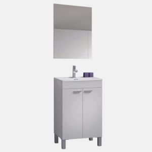 Móvel de banheiro Camelia estilo contemporâneo branco com 2 portas e espelho 50x80x40 cm (pia de cerâmica)