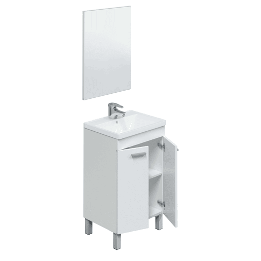 Móvel de banheiro Camelia estilo contemporâneo branco com 2 portas e espelho 50x80x40 cm (pia de cerâmica)