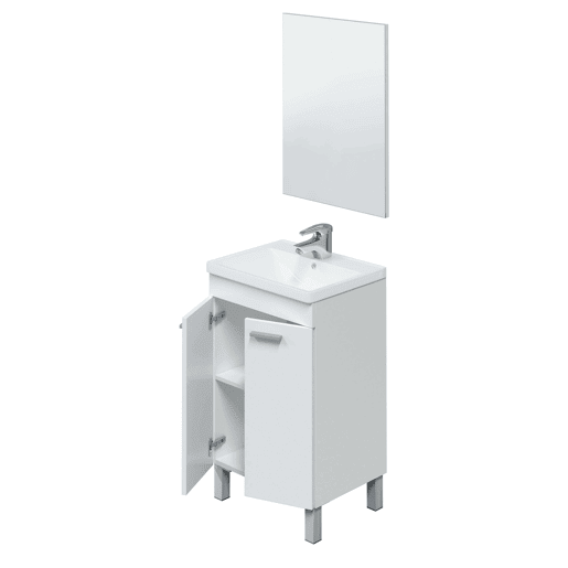 Móvel de banheiro Camelia estilo contemporâneo branco com 2 portas e espelho 50x80x40 cm (pia de cerâmica)