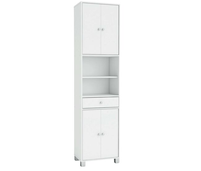 Columna de baño bikini armario blanco aseo con cajón alta capacidad de almacenaje 196x51x33