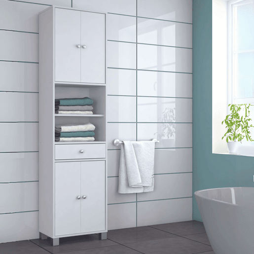 Armário de biquíni com coluna para banheiro, vaso sanitário branco com gaveta, alta capacidade de armazenamento 196x51x33