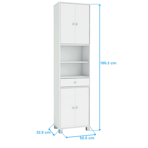 Armário de biquíni com coluna para banheiro, vaso sanitário branco com gaveta, alta capacidade de armazenamento 196x51x33
