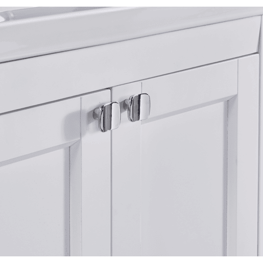 Móvel de casa de banho com lavatório em cerâmica - 2 portas e prateleira inferior - Branco (torneira não incluída)