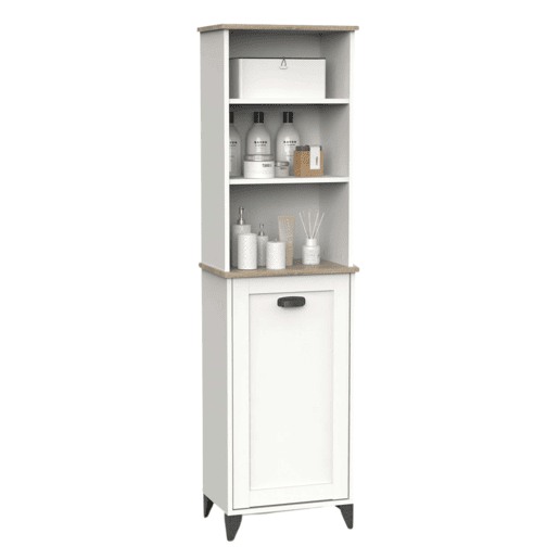 Coluna Auxiliar de Banheiro Toscana em Carvalho Cambriano e Branco Suave 47x168x31 cm